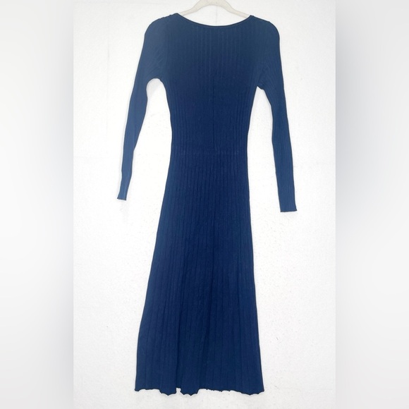 Boden Navy Blue Scoop Neck Rib Knit Midi Sweater Dress Preppy Office Fall - Picture 3 of 6